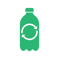 Recycle plastic bottle icon with arrows sign recycling, Reusable ecological preservation concept, Pictogram flat design, Isolated on white background, Vector illustration
