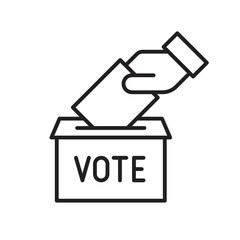 Hand voting ballot box icon, Election Vote concept, Simple line design for web site, logo, app, UI, Vector illustration