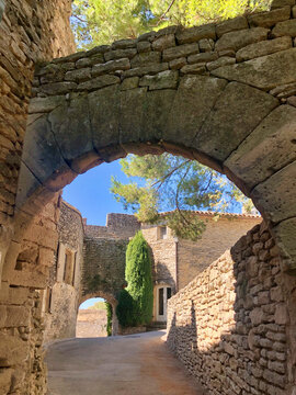 landscape view of a street in medieval village of Luberon, Goult
