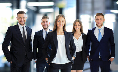 Portrait of happy business partners looking at camera