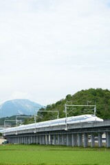 初夏の伊吹山を背景に走る東海道新幹線N700S （東海道新幹線 米原 - 岐阜羽島, 2023年6月）