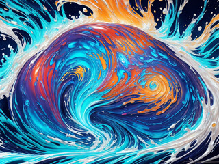 Fototapeta premium Fluid Waves draving background. AI generated illustration