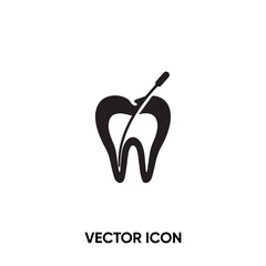 Tooth root canal vector icon . Modern, simple flat vector illustration for website or mobile app. Root canal or tooth root symbol, logo illustration. Pixel perfect vector graphics	
