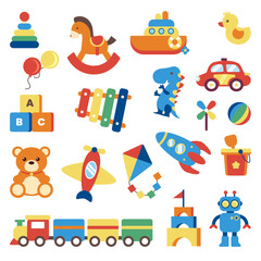 collection of vector colorful children's toy sets