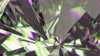 Diamond close up. Edges of a diamond. Refraction of light. Rainbow.Transparent. Gemstone. 3d illustration