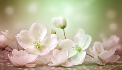 Naklejka na ściany i meble Close up with white jasmine flowers on blur background