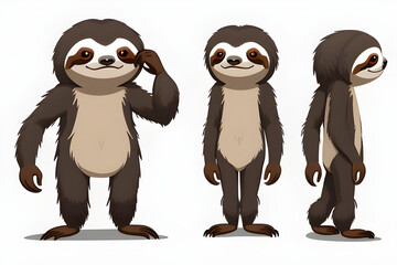 Obraz premium Image of a cute cartoon sloth. (AI-generated fictional illustration)