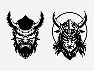 Powerful and fierce hand drawn samurai logo design illustration, embodying strength, honor, and warrior spirit for your brand Generative AI