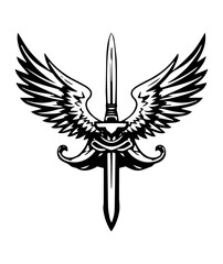 Fototapeta premium Unique and striking logo design featuring a hand drawn dagger sword, representing courage, bravery, and the warrior spirit Generative AI