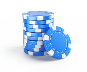 Stack of poker casino chips isolated on white. Gamble, gaming, casino, poker concept