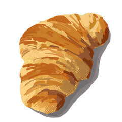 Hand drawn artistic food illustration of croissant