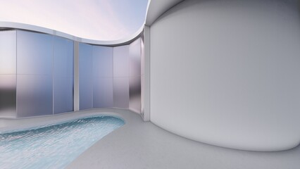 Architecture background curved building 3d render