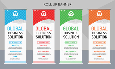 Roll Up Banner Design | roll up banner, brochure, flyer, banner design, industrial, company, template, vector, abstract, line pattern background, pull-up banner, rectangle size banner.