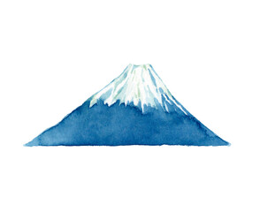 透明水彩画の富士山のカットイラストレーション　