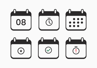 Calendar Icon collection. Set of calendar symbols. Meeting Deadlines icon. Time management schedule. flat icon