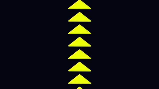 Abstract Lime green up Moving direction arrows indicating sign icon black Background 4k video animation.
