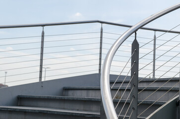 steel handrail for external stairs, pedestrian walkway, round or elliptical steel staircase,...