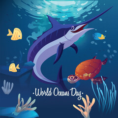 Obraz na płótnie Canvas Free vector organic flat world oceans day illustration