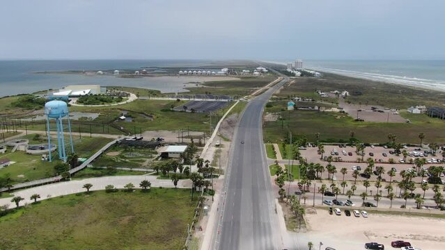 Aerial views from over South Padre Island, Texas on a bright summer day.