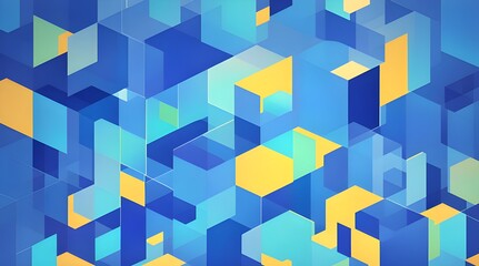 illustration of abstract blue geometric squares background. Generative AI