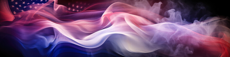 Fototapeta premium Banner of smoke texture or background of the American flag. Banner texture celebrating the United States independence.