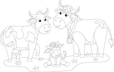 Cartoon farm animal cow bull vector graphic