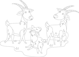 Fototapeta na wymiar Cartoon farm animal goat ram vector graphic