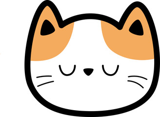 cute sleep cat face flat design cartoon element illustration