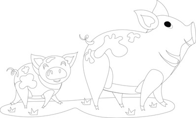 Cartoon farm animal pig bore vector graphic