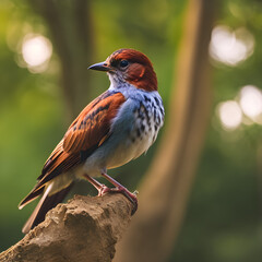 Generative AI, Generative, AI, IA, generativa, P&aacute;jaro de colores posado en un entorno natural, IA generativa