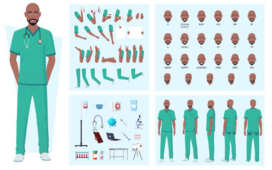 Doctor, Nurse Character Creation Pack with different Poses, Expressions, Emotions, Hand Gestures and Equipment For Animation