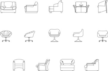 Vector sketch illustration of living room interior with furniture side view