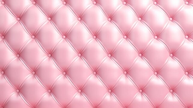 Seamless light pastel pink upholstery background texture. Abstract soft puffy quilted sofa cushions. Panoramic pattern for a girl's birthday, baby shower or nursery decor, generative AI