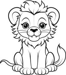 Fototapeta premium Lion, colouring book for kids, vector illustration
