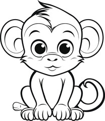 Obraz premium Monkey, colouring book for kids, vector illustration