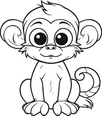 Obraz premium Monkey, colouring book for kids, vector illustration