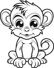 Monkey, colouring book for kids, vector illustration