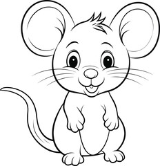 Mouse, colouring book for kids, vector illustration