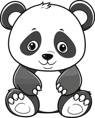 Obraz premium Panda, colouring book for kids, vector illustration