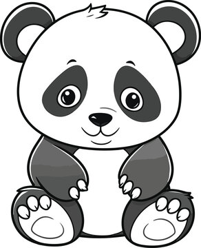 Panda, colouring book for kids, vector illustration