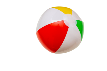 Colorful beach ball isolated on transparent background, PNG, 