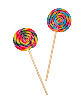 Lollipops colorful swirl isolated on transparent background. Childhood candies PNG