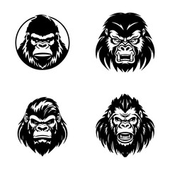 Majestic gorilla logo design with intricate hand drawn details, showcasing strength, power, and wild beauty. A symbol of primal energy and untamed spirit. Generative AI