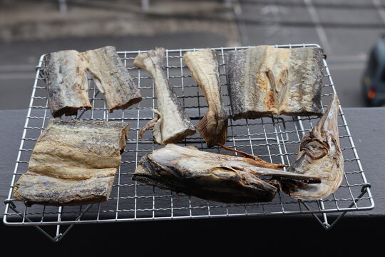 Fresh salted fish is dried in the sun. In Indonesian it is also called Ikan Asin.