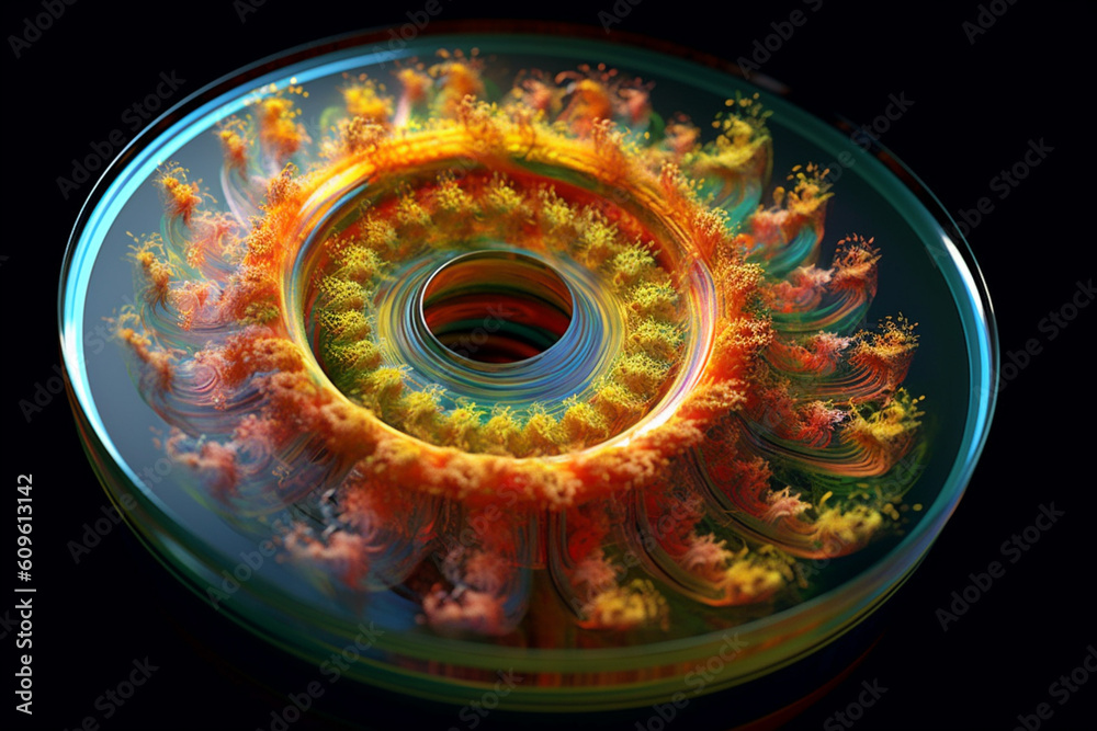 Aufkleber An agar plate with bacterial colonies arranged in a spiral shape, creating a mesmerizing and visually dynamic image.  Generative AI technology.