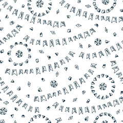 Fototapeta premium Holiday Wallpaper. Festive party background. Hand Drawn doodle Bunting Flags Seamless Pattern - Vector illustration