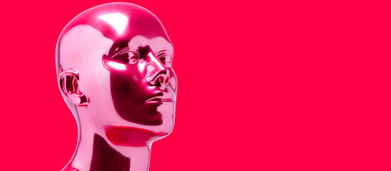 mannequin head fashion mockup pink red color generative ai - obrazy, fototapety, plakaty