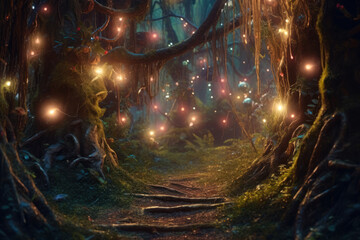 magic fairy trail in forest generative ai