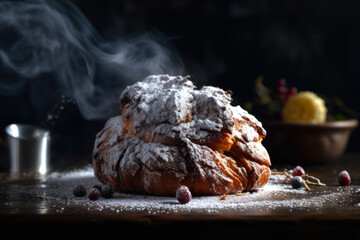 sweet bun with berries generative ai