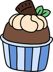chocolate cupcake hand draw